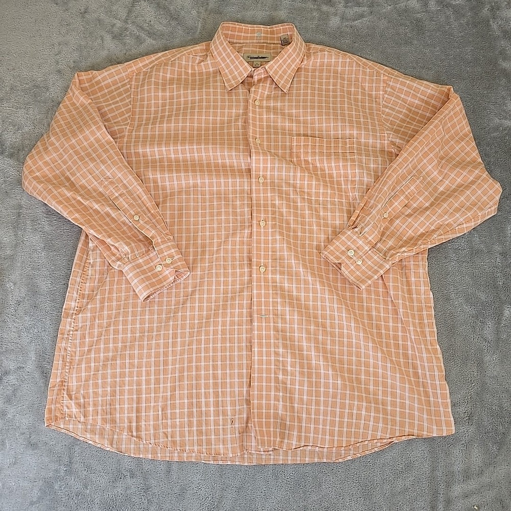 Tommy Bahama Shirt Mens‎ 17 32-33 Orange Long Sleeve Button Down Casual Preppy